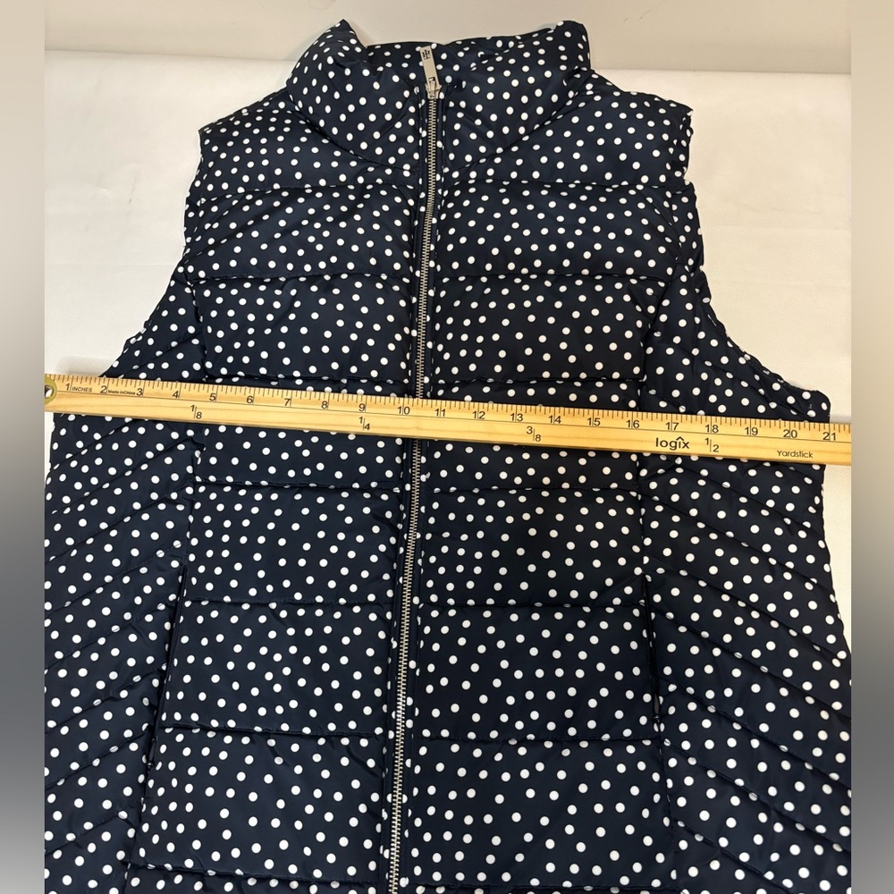 NEW WOMENS TOMMY HILFIGER NAVY BLUE AND WHITE POLKA DOT PUFFER VEST SZ L - Picture 15 of 15